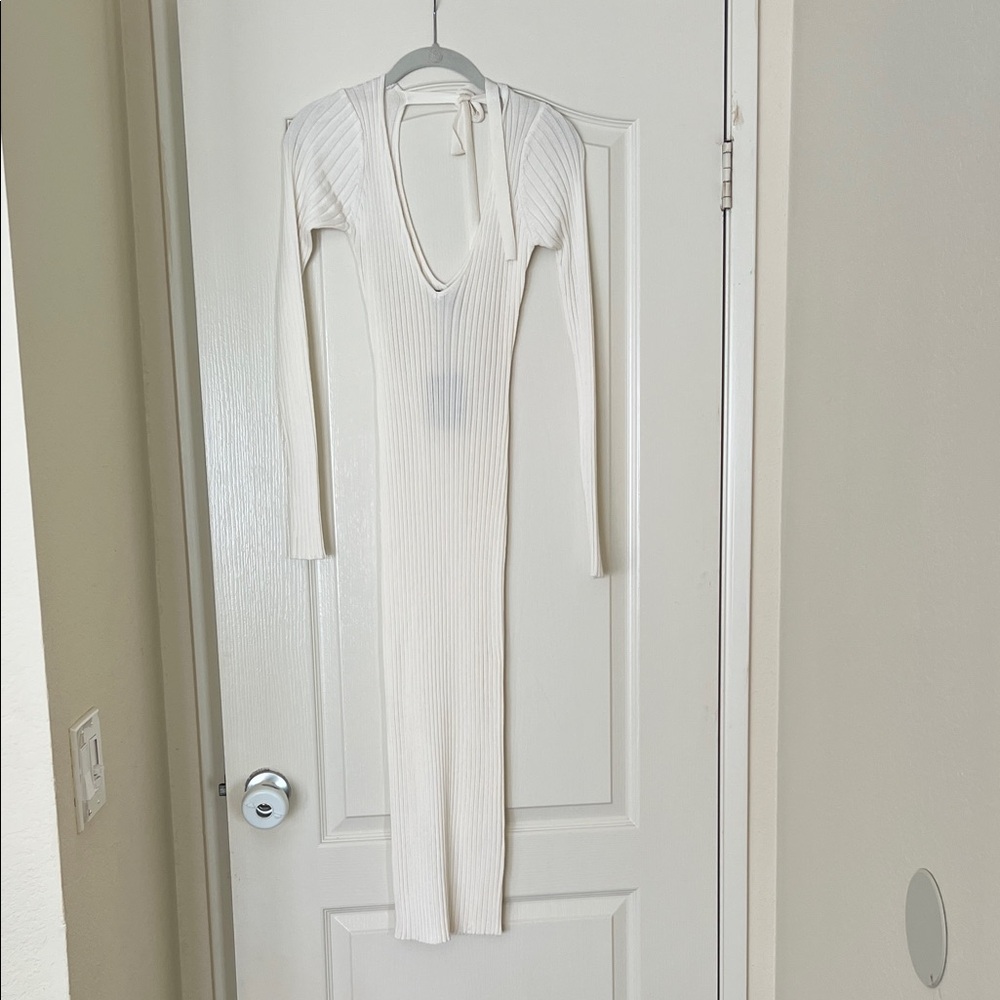 NBD Cream Ribbed Knit Dress - Picture 4 of 6
